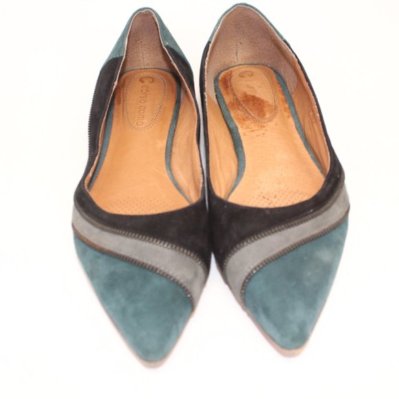 Corso Como Multicolored Suede Zipper Embellishment Ballet Flats #126 - Picture 4 of 11
